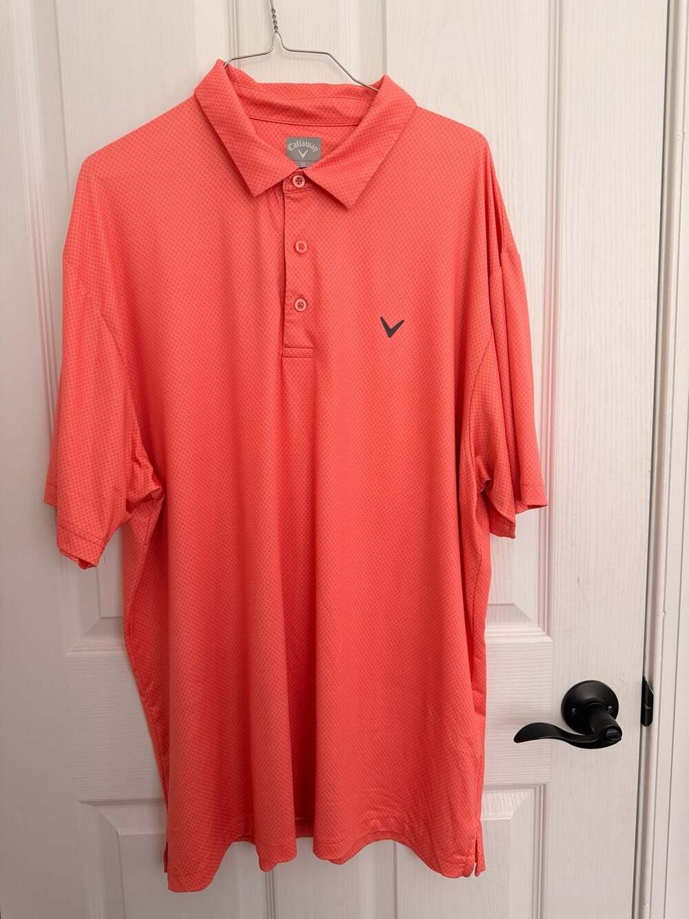 Callaway Men's Pro Spin Jacquard Short Sleeve Golf Polo Shirt - Coral View 2